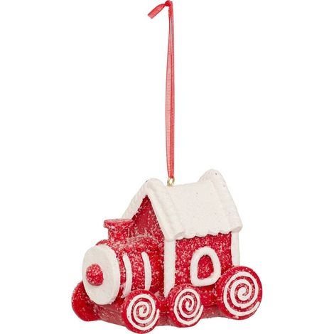 Treno soggetto biscotto in resina h.10cm rosso e bianco - Feeric lights & christmas