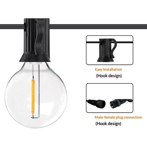 Guirlande lumineuse LED extérieure de 15 m, 25 ampoules G40, en plastique, étanche IP44 (1/5)