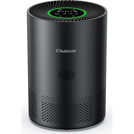 Purificateur d'Air avec Filtre True HEPA H13, CADR 185 m³/h, Contrôle via Application Tuya, Élimine Fumée, Poussière, Pollen et Odeurs, pour Chambre, Cuisine et Salle de Bain, No wifi, Noir (1/5)