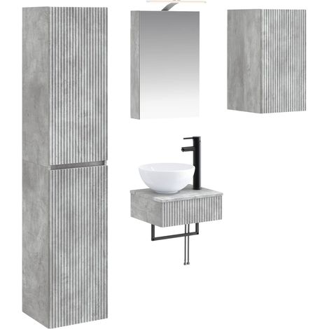 Ensemble de mobilier de salle de bain 5 pcs Gris béton vidaXL (1/5)