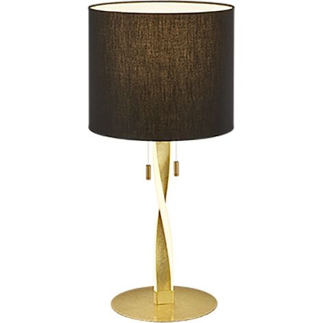Lampada da tavolo, metallo e tessuto, oro e nero, H 62 cm, Nandor (1/4)