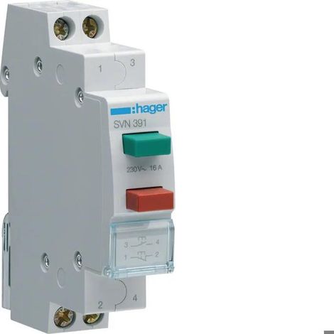 HAGER SVN391 POUSSOIR 16 A 250 V 1 NA + 1NC (1/2)