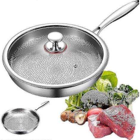 Poêle à frire en titane Titanium Pan Pro avec couvercle 2025, résistante aux rayures et antiadhésive, pour la cuisson, 26 cm x 26 cm x 26 cm — Taille : UN