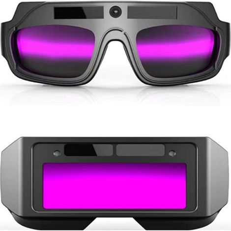 Lunettes de soudage à atténuation automatique alimentées à l'énergie solaire, lunettes de soudage TIG anti-éblouissement, lunettes de sécurité pour machines à souder (double lentille) (1/3)
