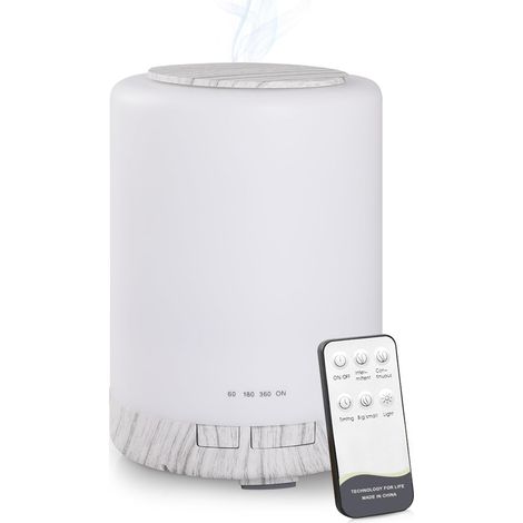 Difusor de aceites esenciales, difusor de aroma ultrasónico de 300 ml, humidificador de aire de niebla fría con control remoto, apagado automático por falta de agua, modo de niebla ajustable, ultrasil
