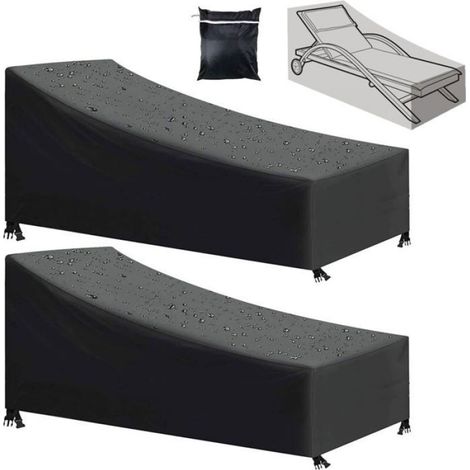 Housse De Chaise Longue - Oxford 210D - 210x75x80/40 Cm - Imperméable Coupe-Vent Résistant Aux UV - Lot De 2 (1/4)