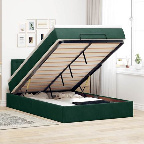 vidaXL Lit ottoman avec matelas vert foncé 120x190 cm velours (1/5)