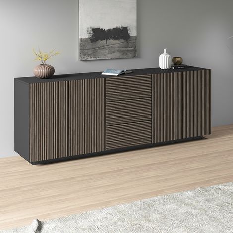Buffet/bahut moderne 220 cm anthracite mat/chêne foncé Costarica (1/5)