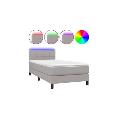 Sommier à lattes de lit avec matelas et LED Gris clair 80x200 (1/5)