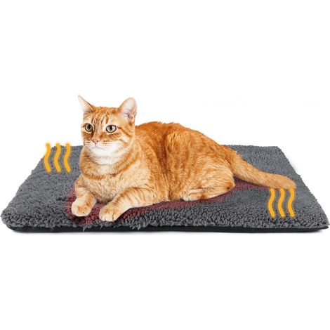Cuccia riscaldata per gatti, tappetino riscaldato per gatti e cani, 74 x 48 cm, cuscino termico extra caldo per animali domestici da interno ed esterno con rivestimento rimovibile, fondo antiscivolo,