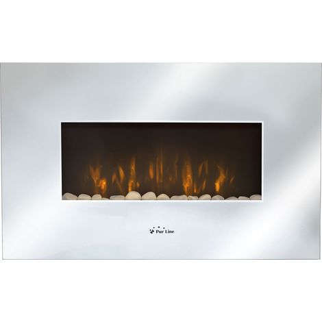 Caminetto elettrico a parete da 2 kW in vetro temperato con effetto specchio PURLINE CHE-450