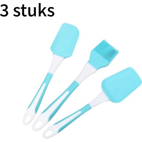 Ensemble de 3 spatules en silicone, spatule de cuisson, spatule pour poêle et couteau à gâteau, bleu (1/5)