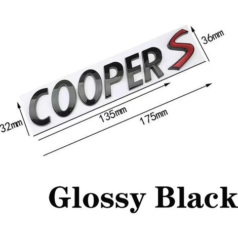 (1 pièce - Noir brillant) - Lettres chromées noires 3D - Emblème autocollant pour calandre avant et coffre arrière de voiture - Accessoire de style compatible avec Mini Cooper S R56 R53 R60 F56 (1/5)