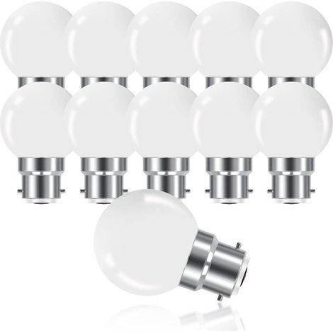 Ampoule LED à Baïonnette B22 3W,Ampoule Mini Globe Golfball B22 G45,Blanc Chaud 3000K,180LM,Équivalent Ampoules 20W,Non Dimmable,Lot de 10 (1/4)