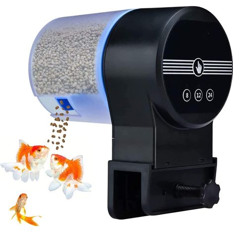 Automatischer Fischfutterautomat, Aquarium-Futterautomat mit 2 Futterspendern und Deckel, einstellbare Futterkapazität, intelligenter Timer, Fischfütterungsmaschine