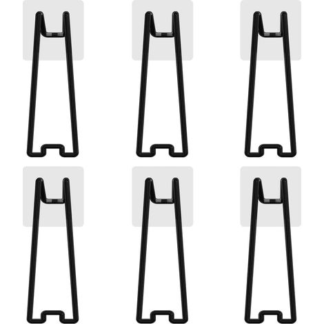 6 Pièces - Support Cadre Photo - Chevalet Auto-adhésif - Acier Inoxydable Antirouille - Pour Table Et Mur - Noir - 13x23cm (1/5)