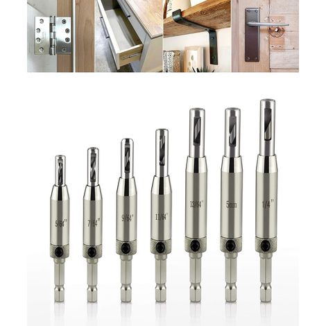 Set of 7 hexagonal pin centering bores for measuring instruments, door, cabinet, window, saw (1/5)