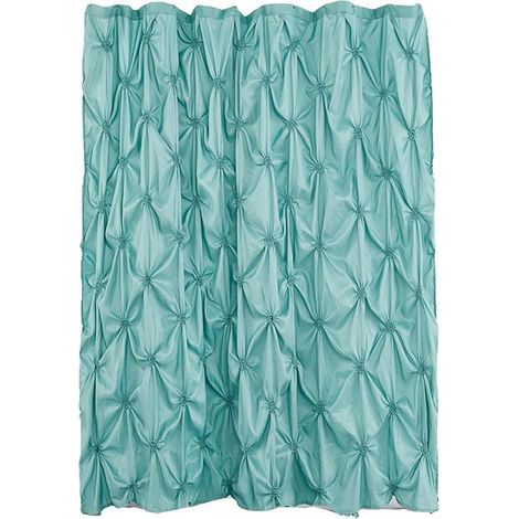 Cortina de ducha con volantes, cortina de baño (verde) 180x180cm (1/3)