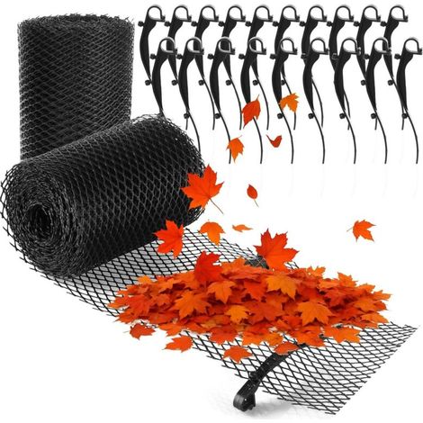 XEPHO Rouleau de 12 mètres de Protection de gouttière pour Maison, abri Voiture, écurie avec 20 Pinces - découpable - kit de Protection de gouttière