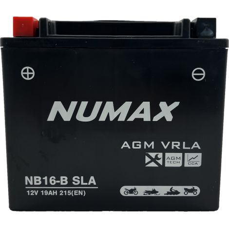 Batterie moto NUMAX NB16-B SLA 12V 19Ah 215A Dimensions: 174x100x156mm et plus à Gauche