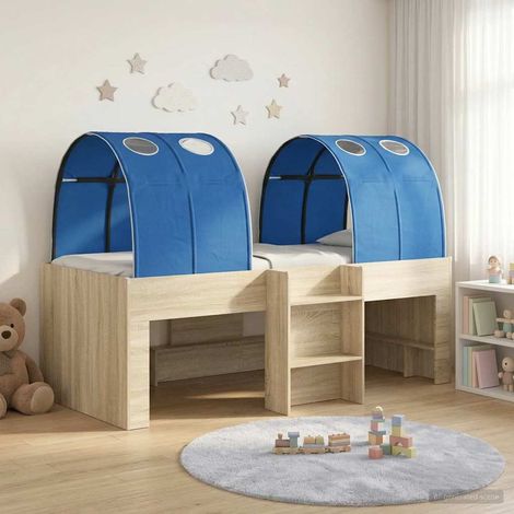 Lit haut enfant avec tunnel, bois d’ingénierie, Sonoma et bleu, 3 pièces - PANGIVO (1/5)
