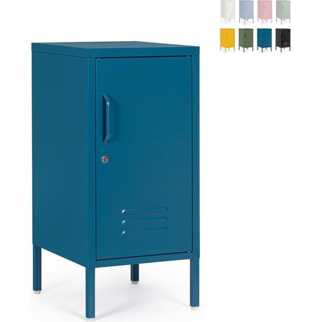 Nachttisch aus Stahl mit verstellbaren Ablagen 40x35x76 Cambridge YES - Blau (1/5)