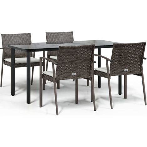 Maison Exclusive - Juego comedor jardín 5 piezas y cojines ratán (1/5)