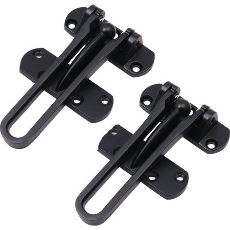 Paquete de 2 pestillos protectores de ventana de acero para puerta de seguridad, puerta delantera negra sin ventana, pestillos de cadena para puerta para evitar robos (1/3)