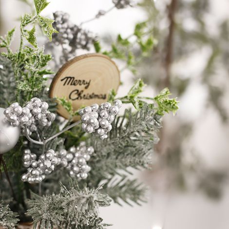 Mini décorations de sapin de Noël 35 cm, pommes de pin floquées, sapin artificiel, décoration pour la maison ou le bureau (1/5)