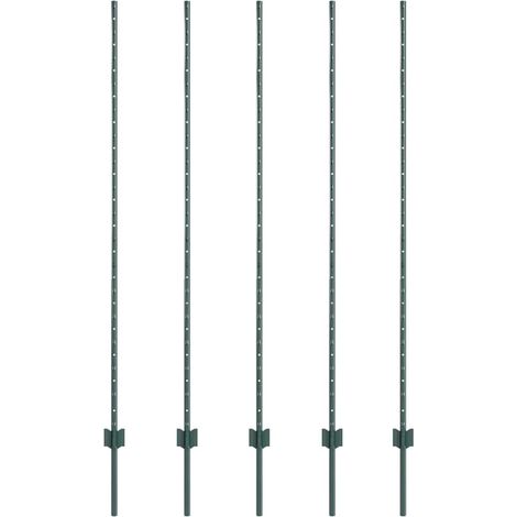 Poteau de clôture. 5 pcs Vert 150 cm Acier