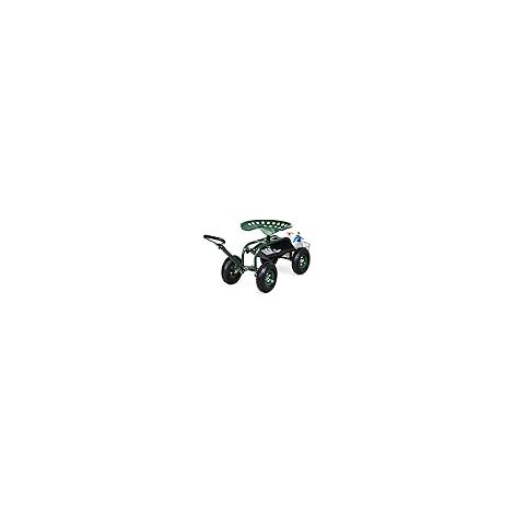 COSTWAY Sgabello per Giardinaggio con Ruote, Sedile da Giardino Regolabile in Altezza con Manico Estensibile, Cesto Portaoggetti, 2 Vassoi e 4 Ruote in Gomma (96,5 x 48,5 x 45,5-54,5 cm) (1/5)