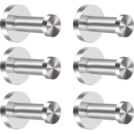 6-teiliges Set Wandhaken aus Edelstahl, gebürstete Oberfläche, Kleiderhaken, Bademantelhaken, Handtuchhaken, Badezimmerhaken für Bademäntel und Handtücher