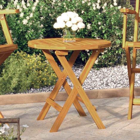 Table de bistro Table haute - Table d'appoint Ø46x47 cm Bois d'acacia massif BV938457 - BonneVie (1/5)