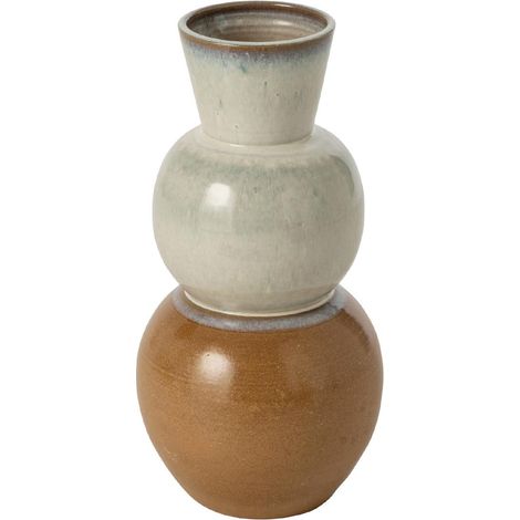 Vase en Céramique "Havane" 50cm Caramel & Bleu Clair (1/3)