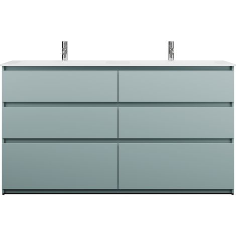 burgbad Lin20 double lavabo en fonte minérale blanc brillant avec