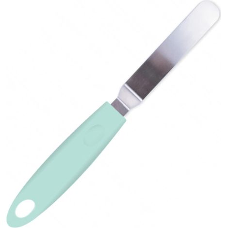 5178 Scrap Cooking-Mini Spatule Coudée INOX 21 cm-Ustensile Pâtisserie Gâteau Cuisine-Accessoire Cake Design Chocolat Glaçages-Vert d’Eau (1/3)