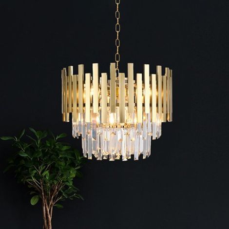 [GEBRAUCHT] B-Ware Aspen Hängelampe Pendelleuchte gold Metall Glas Glaskristalle transparent 30 cm (1/2)