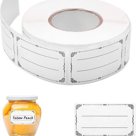 600 personalisierte, selbstklebende Etiketten, 3 x 5 cm große Etiketten für Gläser mit Stift, Klebeetiketten zum Beschriften von Gefrierschränken, Marmeladengläsern, Einmachgläsern und Flaschen