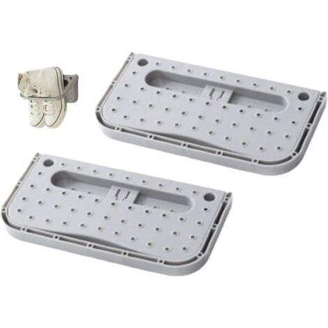 BUNTHAUS 2 pièces étagère à chaussures en plastique pliante porte-chaussures en organisateur de stockage porte cintres à chaussures stockage de chaussures, Gris (1/5)