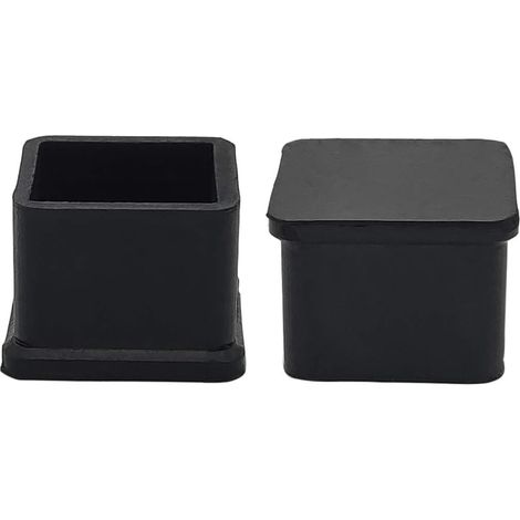 Embouts Carrés Caoutchouc Pieds Chaise Table, Noir, 30x30mm