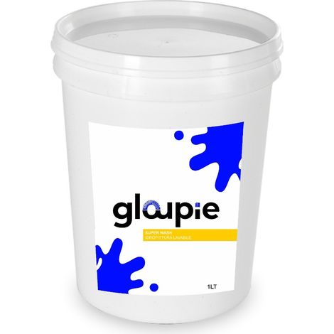 GLOUPIE SUPER WASH Pittura All'Acqua Lavabile Traspirante Per Pareti Ambienti Interni, 1 Litro, Bianco, Made In Italy (1/4)