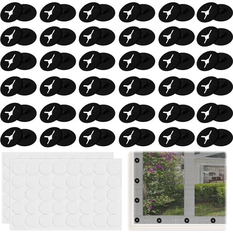 Fixation pour moustiquaire 40 Boutons de Fixation pour Moustiquaire Fenêtre Clip Autocollant Clips de Fixation d'écran Fenêtre Montage Boucle Pas De Perçage pour fenêtres moustiquaire - Noir (1/5)