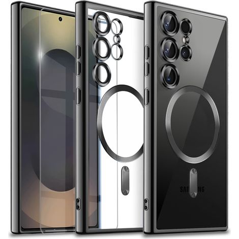 Funda para Samsung Galaxy S25 Ultra, Electro MagSafe, negra + protector de pantalla de cristal (1/5)