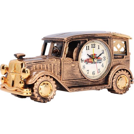 Réveil Rétro Modèle Voiture avec Grand Cadran et Porte-stylo pour Enfants - Bronze (1/5)