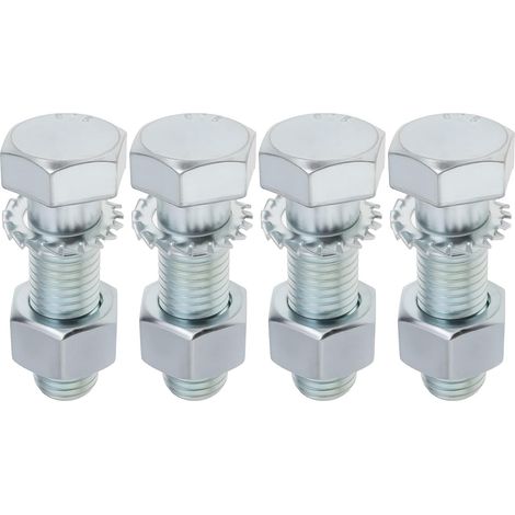 Lot de 4 boulons à boule d'attelage M16 x 55 mm avec kit d'écrous haute résistance de qualité 8.8 pour barres de remorquage à bride standard (1/5)