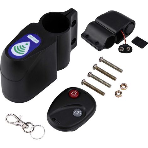 Cerradura antirrobo con alarma de vibración, control remoto inalámbrico y cerradura de seguridad ABS negra. (1/4)