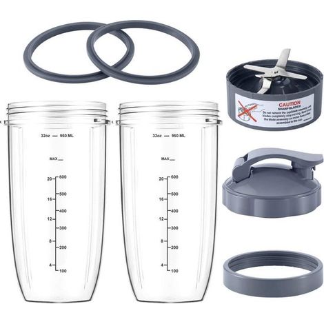Adecuado vaso cuchillas licuadora Nutribullet: vaso grande 946,4 ml (32 oz), frescura resellable junta goma, licuadoras Nutri Bullet 600 W/900 W (1/5)