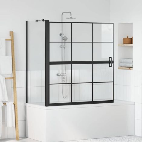 Bad-Duschschirm Schwarz und Transparent 116 x 68 x 128 cm