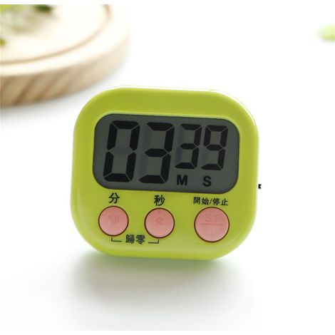 Minuteur électronique multifonction avec grand écran LED, idéal pour la gestion des apprentissages, le travail et les études (vert). (1/2)