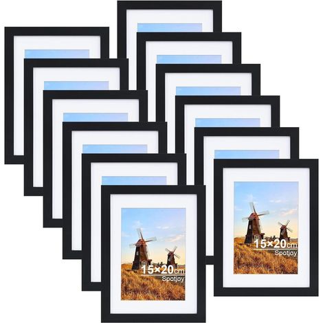 Bilderrahmen 15x20cm 12er Set Fotorahmen Holzrahmen Passepartout Acrylglas (1/5)